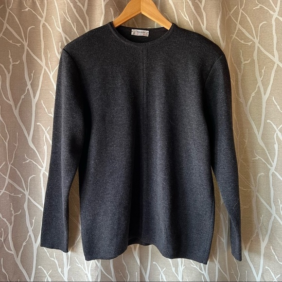 YVES SAINT LAURENT Rive Gauche Vintage Grey Lambswool Jumper Top Sweater - Picture 1 of 8